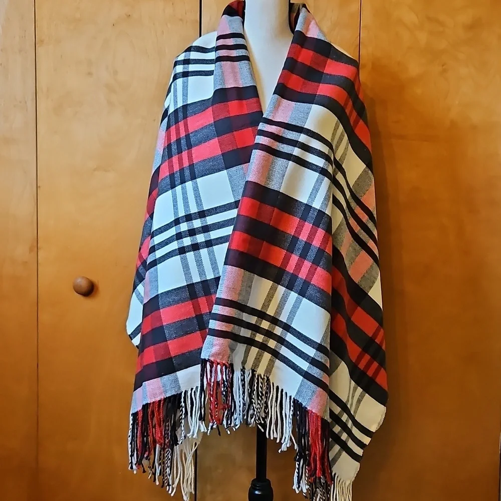 Aspen Oversized Decorative Throw Blanket Plaid Red Black White 50” x 70”